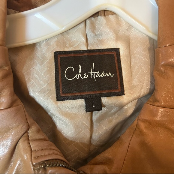 Cole Haan Women's Tan Leather Jacket - Picture 3 of 8